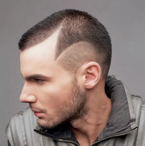A man in grey jacket showing the side view of his Twice Disconnected Buzz Cut hairstyle A man in grey jacket showing the side view of his Twice Disconnected Buzz Cut hairstyle - haircut for men