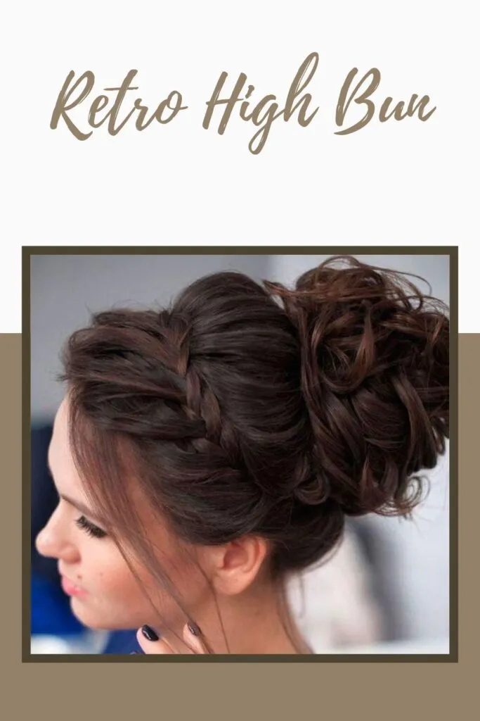 A girl is showing the side view of her retro high bun A girl is showing the side view of her retro high bun - bun hairstyles for girls