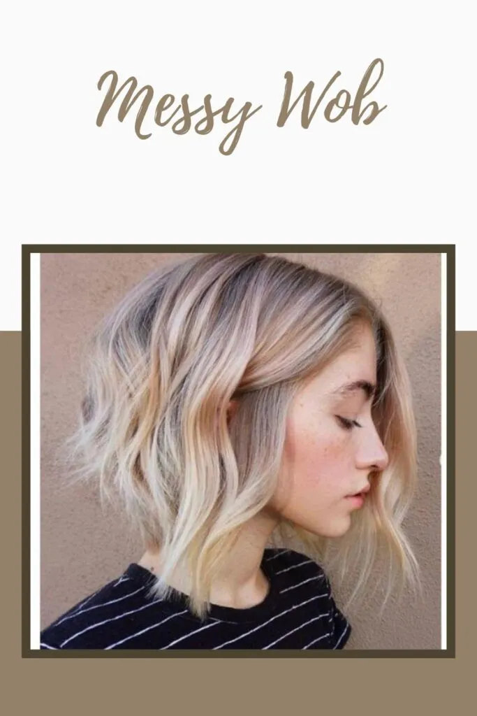 A girl in blue and white strip t-shirt showing the side view of her Messy Wob hairstyle A girl in blue and white strip t-shirt showing the side view of her Messy Wob hairstyle - hairstyles for girls