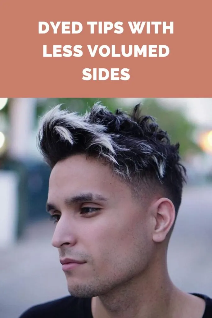 Top 23 Hairstyles for Men 2023 1 A man in black round neck t-shirt showing his Dyed Tips with Less Volumed Sides hairstyle - hairstyles for men 2022