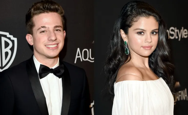 Selena Gomez in white dress and Charlie Puth in black coat with bow tie and white shirt Selena Gomez in white dress and Charlie Puth in black coat with bow tie and white shirt - selena gomez haircut