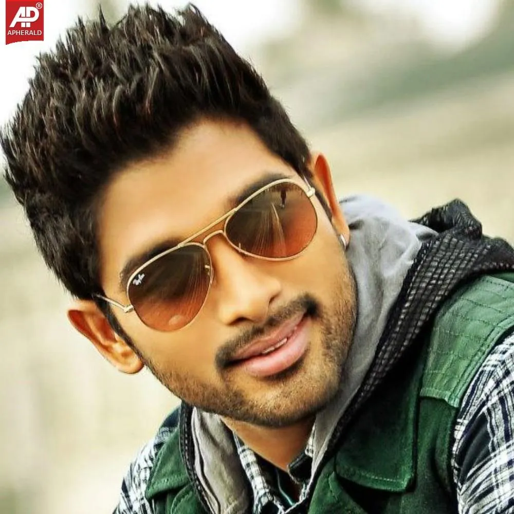 Allu Arjun in check shirt and googles posing for camera - Allu Arjun Latest Hairstyles