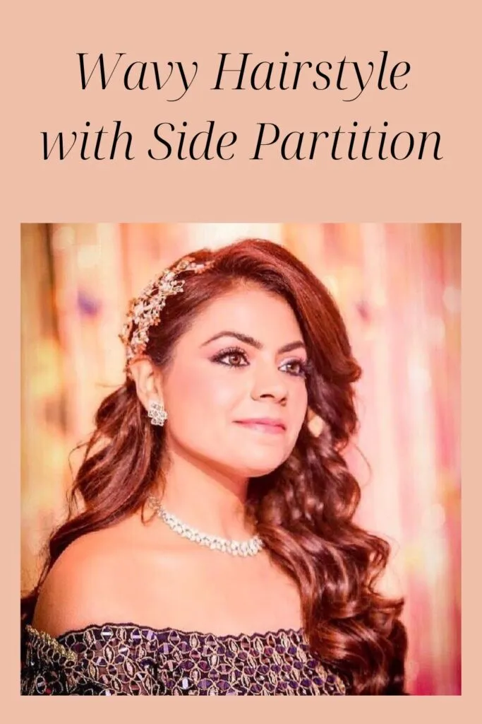 A women in blue off shoulder dress showing her Wavy Hairstyle with Side Partition A women in blue off shoulder dress showing her Wavy Hairstyle with Side Partition - Latest Indian women hairstyles