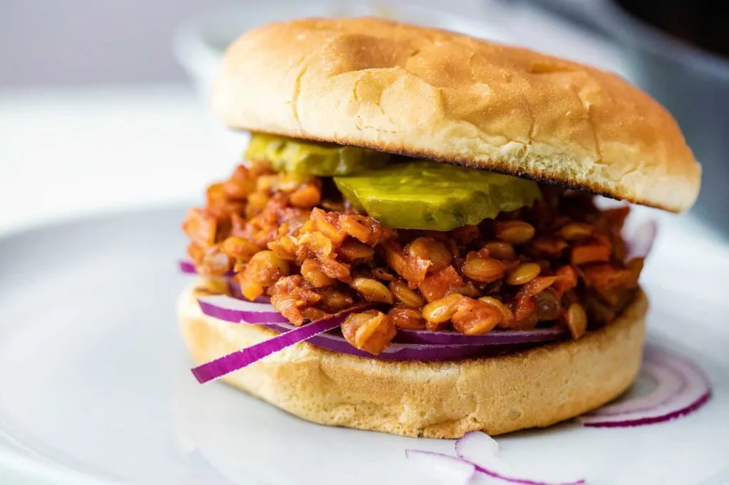 Tempeh Joes burger - high in protein vegan foods in india