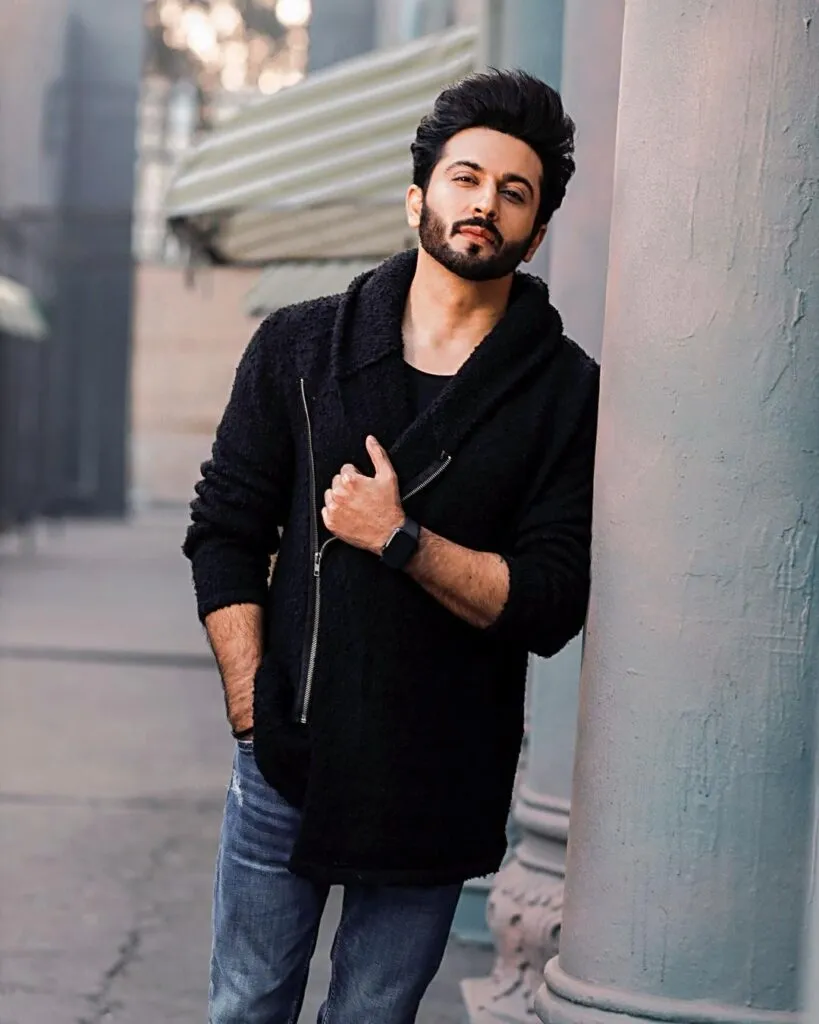 Dheeraj Dhoopar in black jacket with blue posing for camera Dheeraj Dhoopar in black jacket with blue posing for camera - most handsome tv actor
