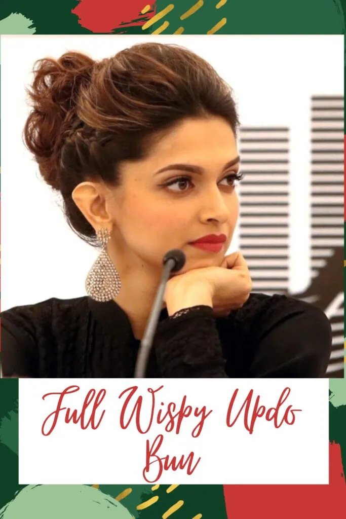 A girl in black dress with danglers posing for camera and showing her wispy updo bun A girl in black dress with danglers posing for camera and showing her wispy updo bun - hair cutting names with pictures