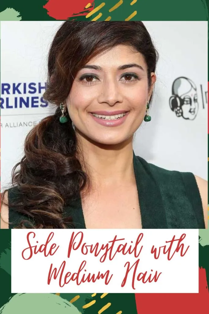 A girl in black cut sleeves top showing her side ponytail with medium hair A girl in black cut sleeves top showing her side ponytail with medium hair - haircut names for medium hair