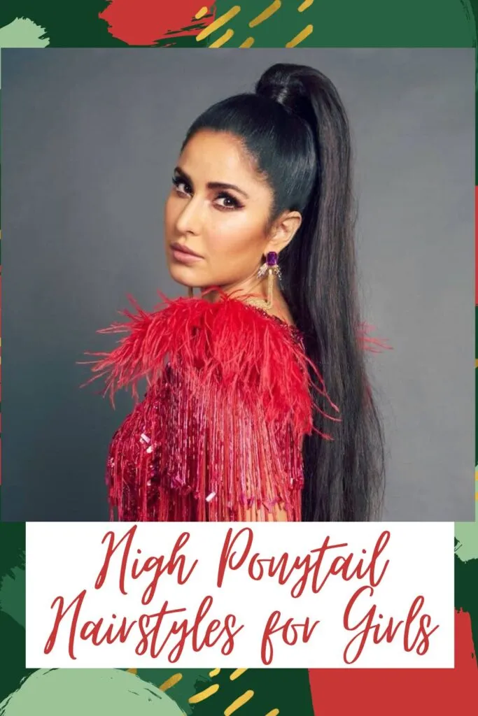 Katrina Kaif in red outfit showing her high ponytail Katrina Kaif in red outfit showing her high ponytail - Indian hairstyles for women