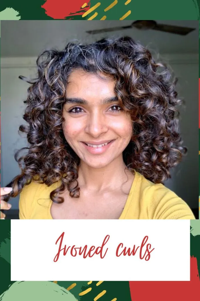 A girl in yellow round neck top showing her ironed curls A girl in yellow round neck top showing her ironed curls - hair cutting names with pictures for indian women