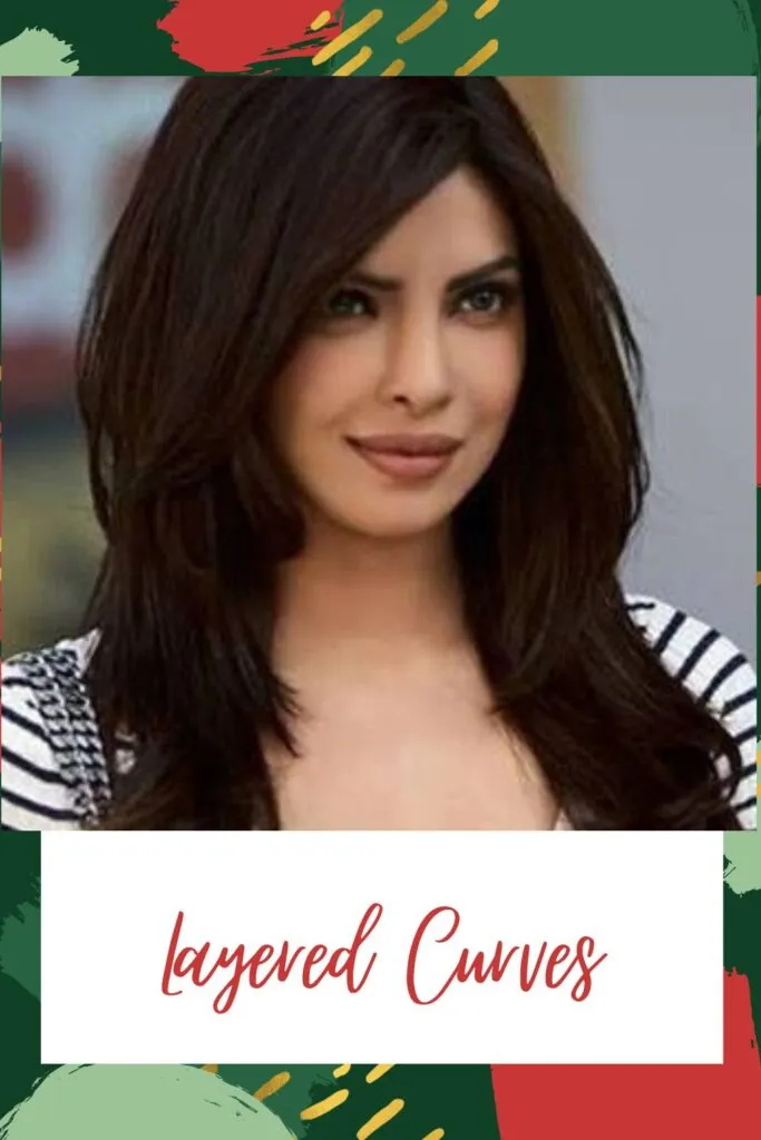 A girl in black and white lining round neck top posing for camera and showing her layered curves hairstyle A girl in black and white lining round neck top posing for camera and showing her layered curves hairstyle - Haircuts for Indian Women