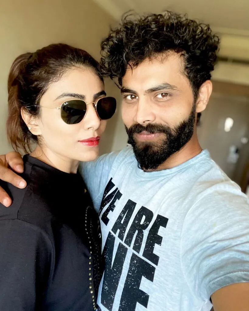 Ravindra Jadeja and Rivaba Jadeja in goggles posing for a selfie Ravindra Jadeja and Rivaba Jadeja in goggles posing for a selfie - indian cricketers wives and girlfriends