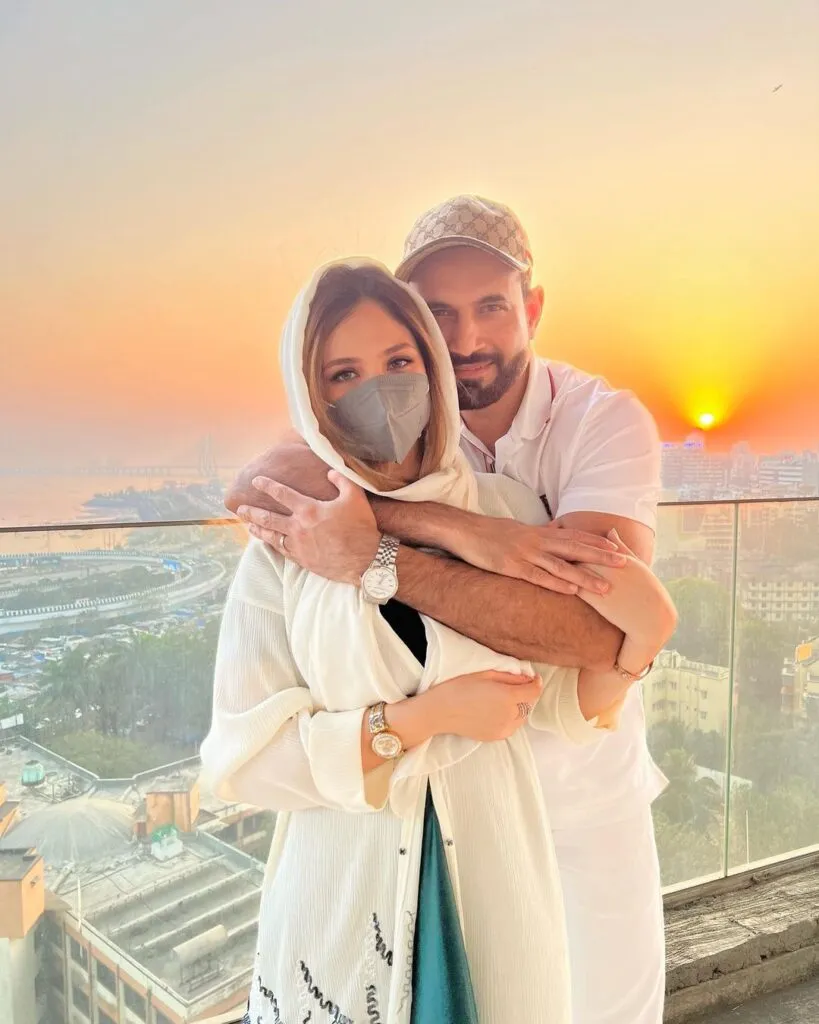 Irfan Pathan and Safa Baig in matching white outfit Irfan Pathan and Safa Baig in matching white outfit - indian cricketers and their wives