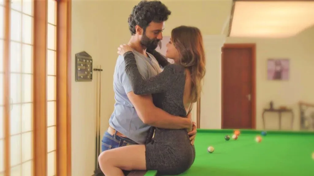Couple getting close to each other on a pool table Couple getting close to each other on a pool table - places to have sex