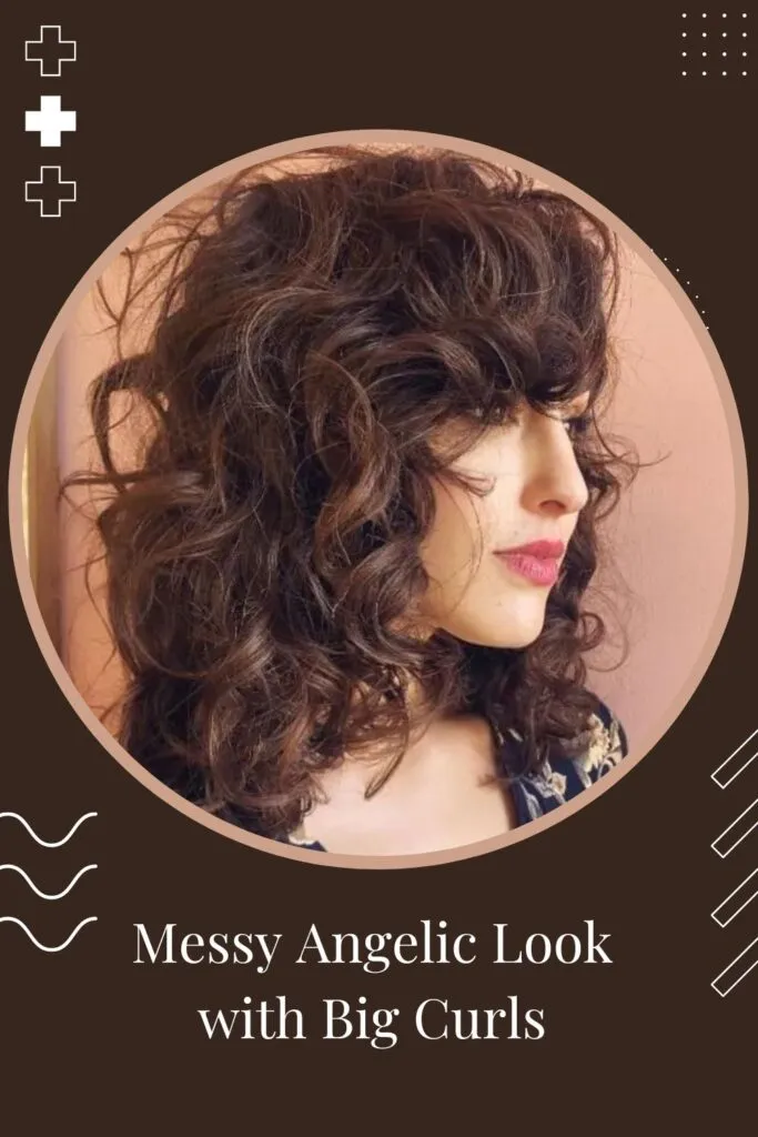 Beautiful woman with pink lipstick and Messy Angelic Look with Big Curls hairstyle - curly hairstyles for ladies