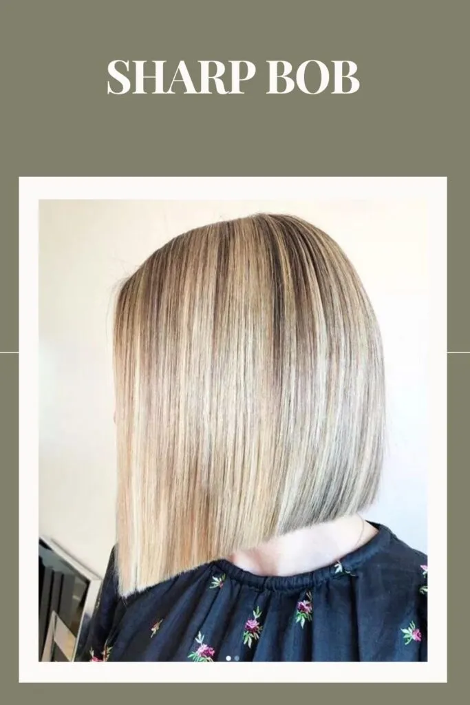 Woman in blue printed top and Sharp Bob hairstyle Woman in blue printed top and Sharp Bob hairstyle - bob cut for woman