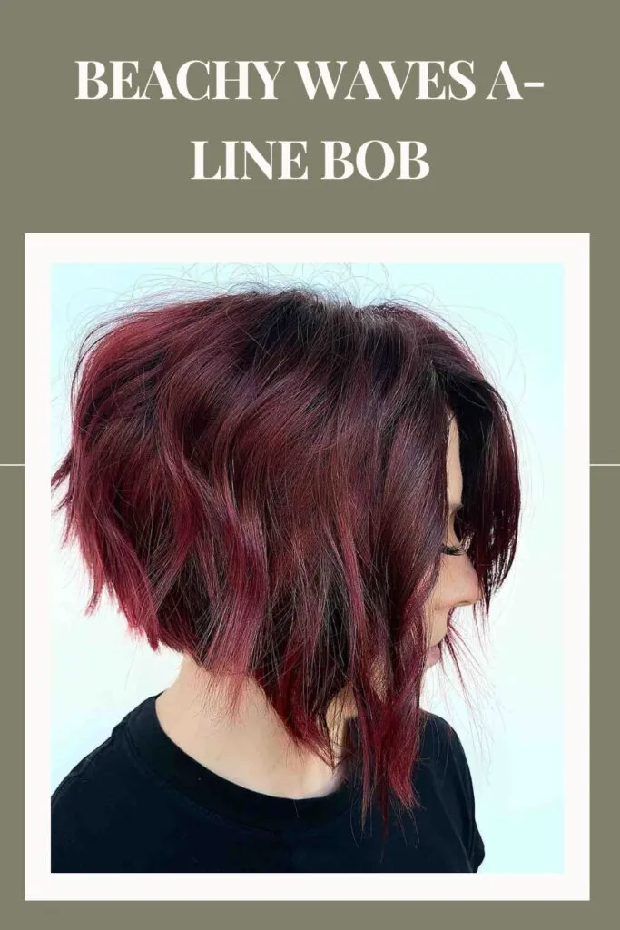 Woman in black round neck top and Beachy Waves A-Line Bob hairstyle Woman in black round neck top and Beachy Waves A-Line Bob hairstyle - bob haircuts for women