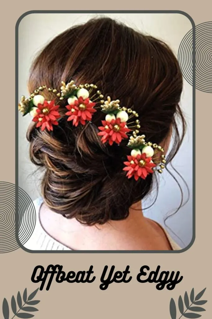 Woman showing the back view of her Offbeat yet edgy hairstyle Woman showing the back view of her Offbeat yet edgy hairstyle - Indian bridal hairstyles for saree