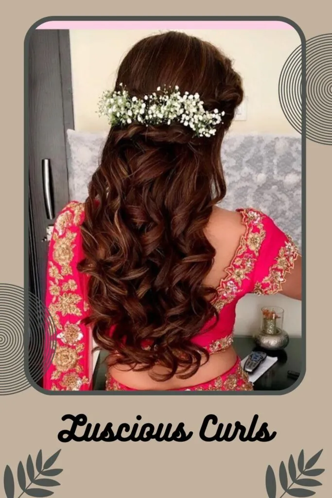 Woman in pink saree and showing the back view of her Luscious curls Woman in pink saree and showing the back view of her Luscious curls - wedding hairstyles for very short hair