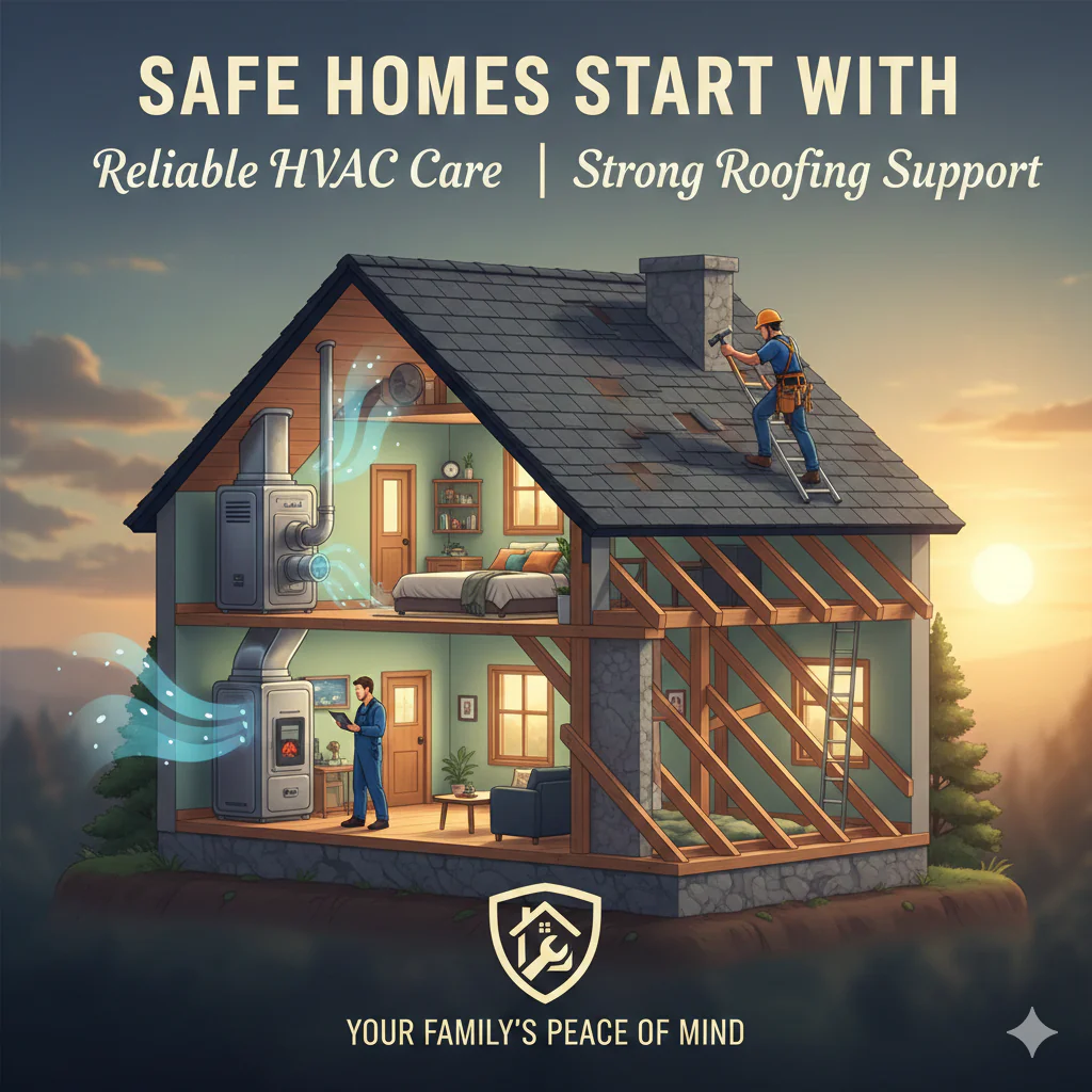 How Safe Homes Start with Reliable HVAC Care and Strong Roofing Support